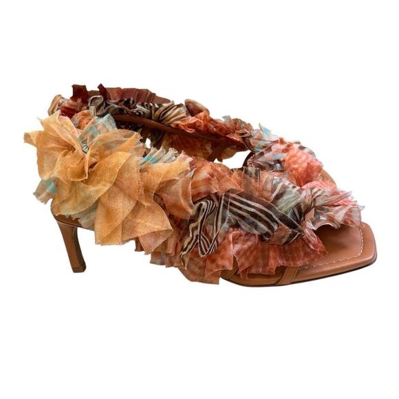 Ulla Johnson Doria Ruffle Silk Sandals NWOB Size 38 1/2 - Picture 5 of 8